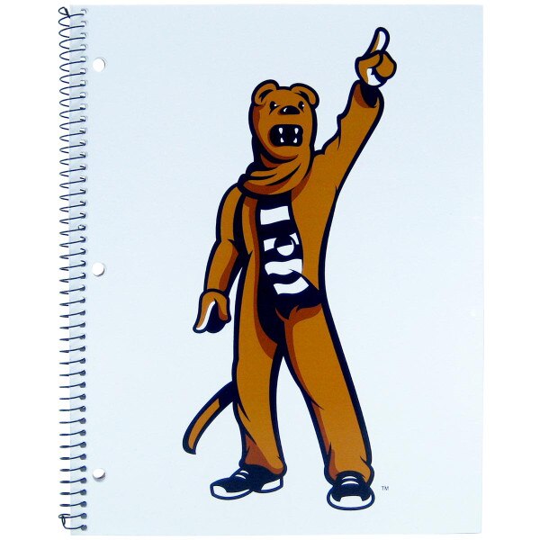 white spiral bound 1 subject notebook with Penn State Nittany Lion Mascot
